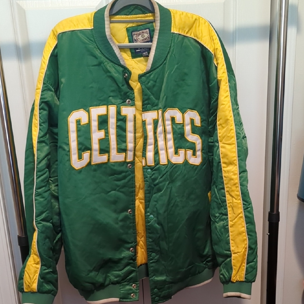 Green and Yellow Celtics Vintage Varsity Jacket XXL